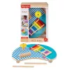 Fisher-Price Drewniany Stół Muzyczny z Zabawkami Instrumentami Perkusyjnymi, 3 Drewniane Elementy