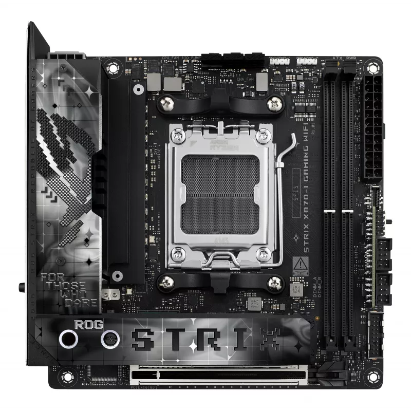 Płyta główna ASUS ROG STRIX X870-I GAMING WIFI mini ITX · AMD X870 · Socket AM5 · DDR5 · 2 DIMM · Wi‑Fi 7 · Bluetooth 5.4