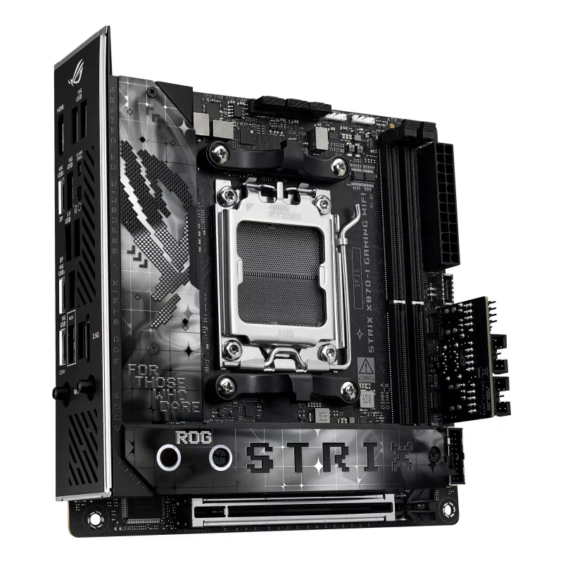 Płyta główna ASUS ROG STRIX X870-I GAMING WIFI mini ITX · AMD X870 · Socket AM5 · DDR5 · 2 DIMM · Wi‑Fi 7 · Bluetooth 5.4