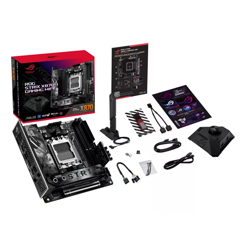 Płyta główna ASUS ROG STRIX X870-I GAMING WIFI mini ITX · AMD X870 · Socket AM5 · DDR5 · 2 DIMM · Wi‑Fi 7 · Bluetooth 5.4