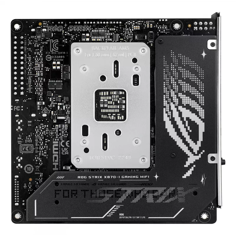 Płyta główna ASUS ROG STRIX X870-I GAMING WIFI mini ITX · AMD X870 · Socket AM5 · DDR5 · 2 DIMM · Wi‑Fi 7 · Bluetooth 5.4