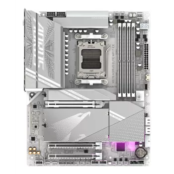 Płyta główna GIGABYTE X870 AORUS ELITE WIFI7 ICE - obsługuje procesory AMD Ryzen 9000, 16+2+2 fazy cyfrowego VRM, do 8200 MHz DDR5 (OC), 3xPCIe 5.0 + 1xPCIe 4.0, Wi-Fi 7, 2,5GbE LAN, USB 4