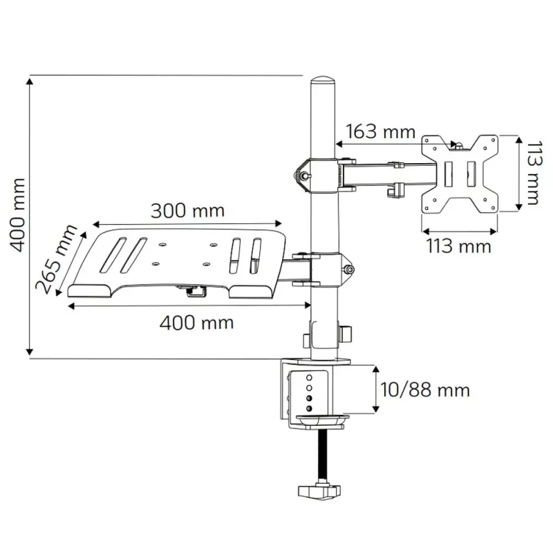 Techly ICA-LCD 174NB uchwyt / stojak do monitora 81,3 cm (32 cale) Biurkowy Czarny