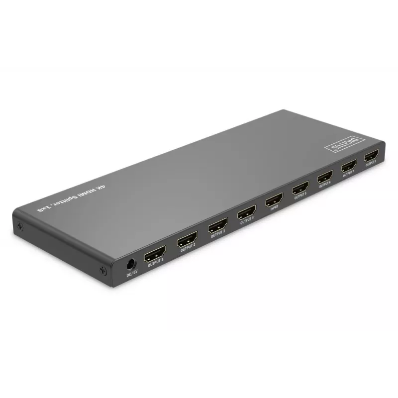 Rozdzielacz HDMI DIGITUS 1x8. 4K/60Hz HDCP 2.3. Sterowanie EDID