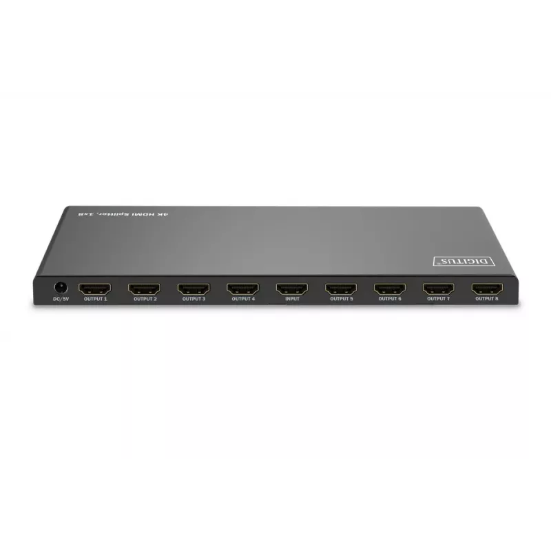 Rozdzielacz HDMI DIGITUS 1x8. 4K/60Hz HDCP 2.3. Sterowanie EDID
