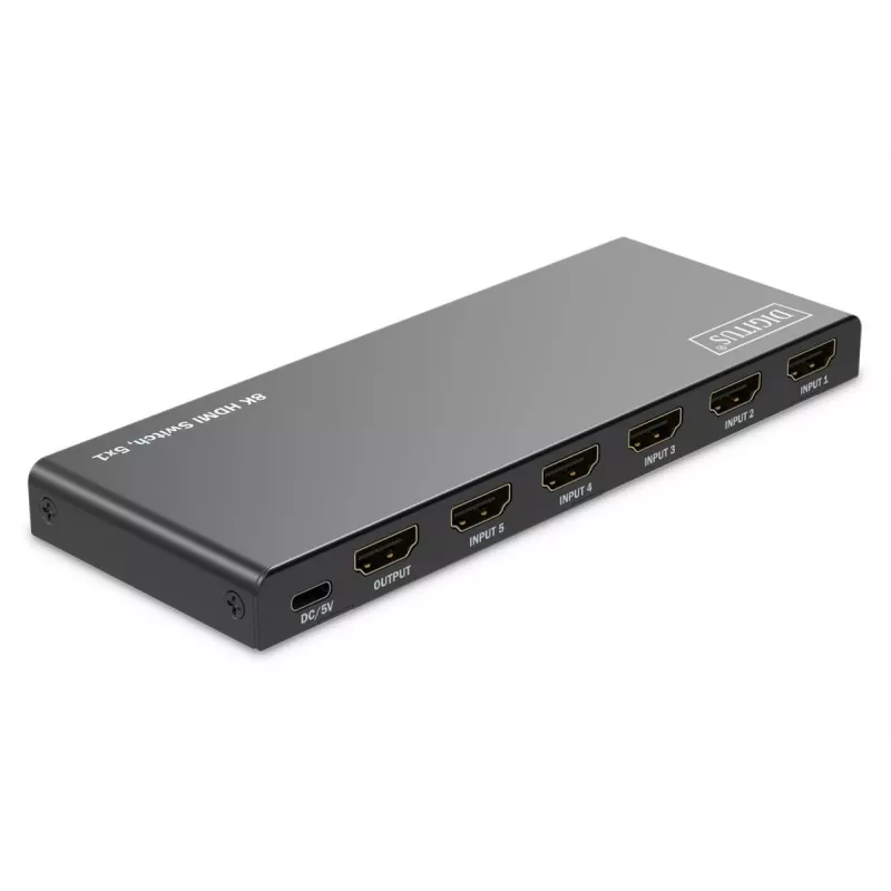 DIGITUS Przełącznik HDMI 5x1. 8K/60Hz (4:4:4). HDR. HDCP2.3
