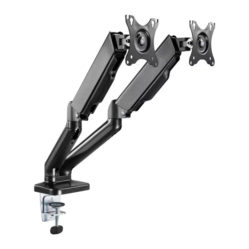Techly ICA-LCD 462B uchwyt biurkowy na monitor, sprężyna gazowa, 17–32 cali (43,2–81,3 cm), 9 kg, VESA 75x75/100x100, czarny
