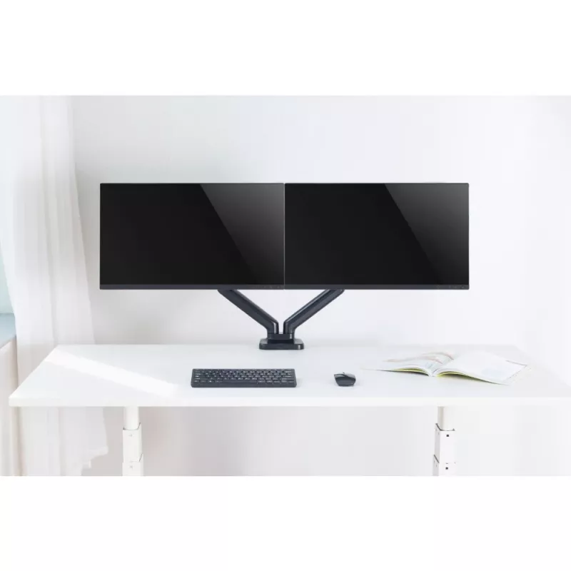 Techly ICA-LCD 462B uchwyt biurkowy na monitor, sprężyna gazowa, 17–32 cali (43,2–81,3 cm), 9 kg, VESA 75x75/100x100, czarny