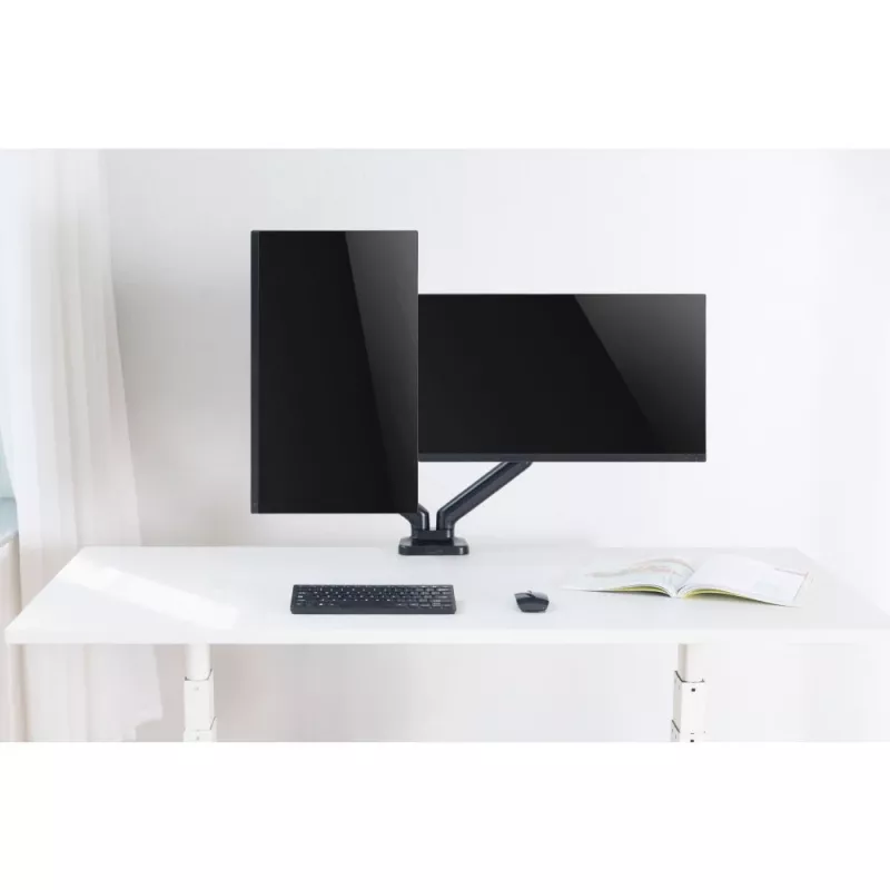 Techly ICA-LCD 462B uchwyt biurkowy na monitor, sprężyna gazowa, 17–32 cali (43,2–81,3 cm), 9 kg, VESA 75x75/100x100, czarny