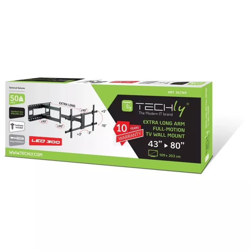 Techly ICA-PLB 490 Uchwyt/stojak TV 2,03 m (80 cali) czarny