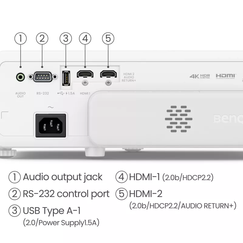 BenQ TK710STi Projektor krótkiego rzutu 3200 ANSI lumenów DLP UHD 4K (3840x2160) 3D Czarny, Biały