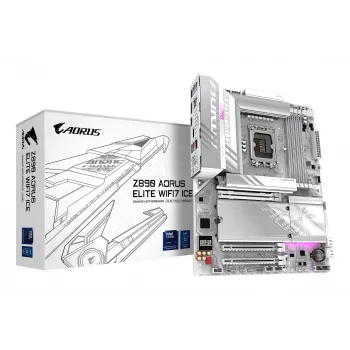 GIGABYTE Z890 AORUS ELITE WIFI7 ICE płyta główna - Obsługuje procesory Intel Core Ultra (Series 2), 16+1+2 fazy VRM, do 8800MHz DDR5 (OC), 1xPCIe 5.0 + 3xPCIe 4.0, Wi-Fi 7, LAN 2.5GbE, Thunderbolt 4