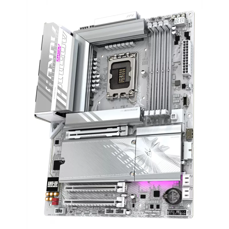 GIGABYTE Z890 AORUS ELITE WIFI7 ICE płyta główna - Obsługuje procesory Intel Core Ultra (Series 2), 16+1+2 fazy VRM, do 8800MHz DDR5 (OC), 1xPCIe 5.0 + 3xPCIe 4.0, Wi-Fi 7, LAN 2.5GbE, Thunderbolt 4