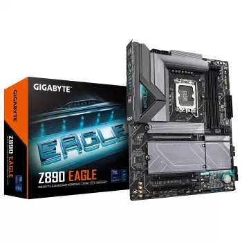 Płyta główna GIGABYTE Z890 EAGLE - obsługuje procesory Intel Core Ultra (seria 2), 14+1+2 faz VRM, do 8800 MHz DDR5 (OC), 1xPCIe 5.0 M.2 + 3xPCIe 4.0 M.2, 2,5GbE LAN, USB4