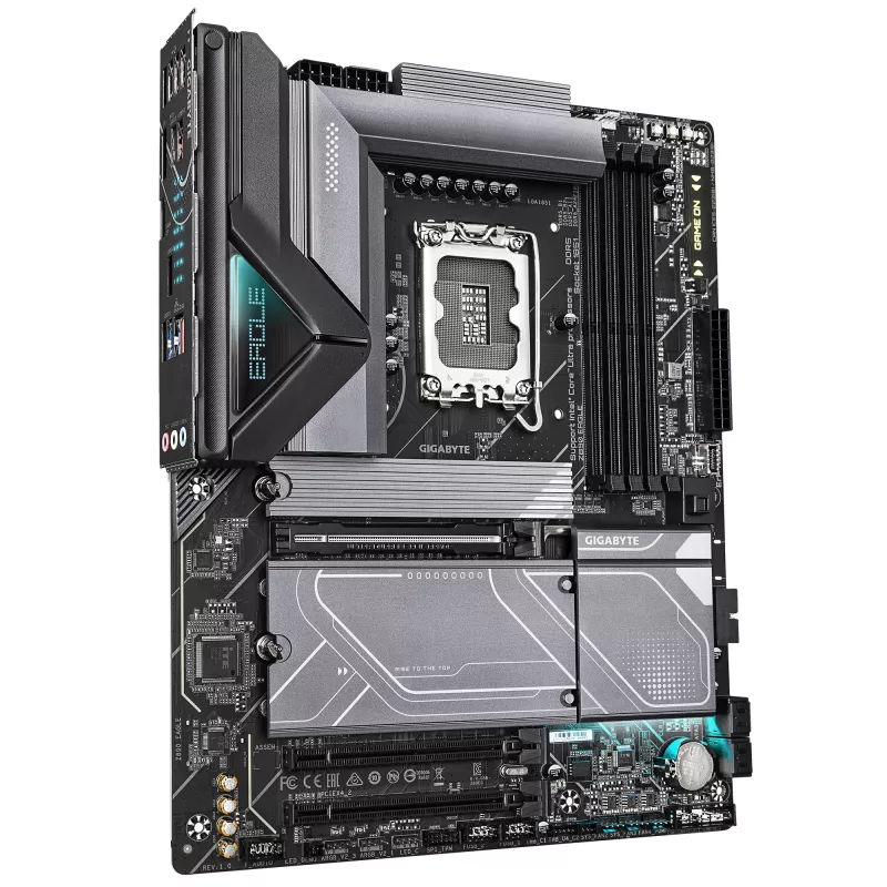 Płyta główna GIGABYTE Z890 EAGLE - obsługuje procesory Intel Core Ultra (seria 2), 14+1+2 faz VRM, do 8800 MHz DDR5 (OC), 1xPCIe 5.0 M.2 + 3xPCIe 4.0 M.2, 2,5GbE LAN, USB4