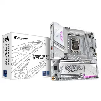 Płyta główna GIGABYTE Z890M AORUS ELITE WIFI7 ICE - obsługa procesorów Intel Core Ultra (Seria 2), 12+1+2 faz VRM, do 8800 MHz DDR5 (OC), 1xPCIe 5.0 + 2xPCIe 4.0, Wi-Fi 7, LAN 2,5 GbE, USB 4