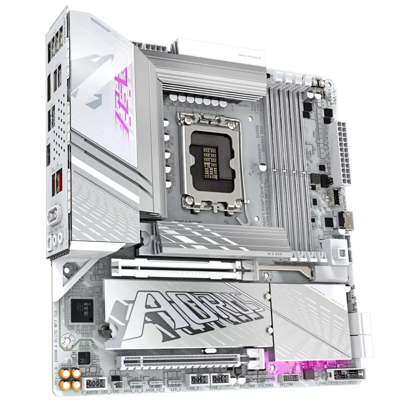 Płyta główna GIGABYTE Z890M AORUS ELITE WIFI7 ICE - obsługa procesorów Intel Core Ultra (Seria 2), 12+1+2 faz VRM, do 8800 MHz DDR5 (OC), 1xPCIe 5.0 + 2xPCIe 4.0, Wi-Fi 7, LAN 2,5 GbE, USB 4