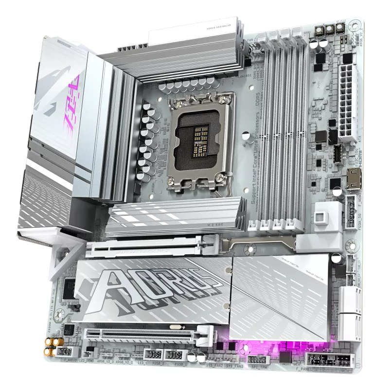 Płyta główna GIGABYTE Z890M AORUS ELITE WIFI7 ICE - obsługa procesorów Intel Core Ultra (Seria 2), 12+1+2 faz VRM, do 8800 MHz DDR5 (OC), 1xPCIe 5.0 + 2xPCIe 4.0, Wi-Fi 7, LAN 2,5 GbE, USB 4