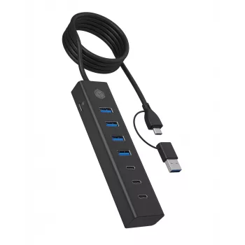 ICY BOX IB-HUB1737-C3 USB 3.2 Gen 1 (3.1 Gen 1) Type-C 5000 Mbit/s Czarny
