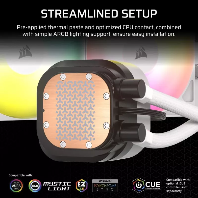 CORSAIR Nautilus 240 Rs ArGB Chłodzenie procesora typu All-in-one cieczowe Biały