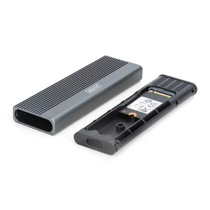 Obudowa dysku twardego USB DIGITUS - NVMe + SATA 10 Gb/s (NVMe) 6 Gb/s (SATA) USB 3.1 Gen 2, aluminiowa, bez użycia narzędzi