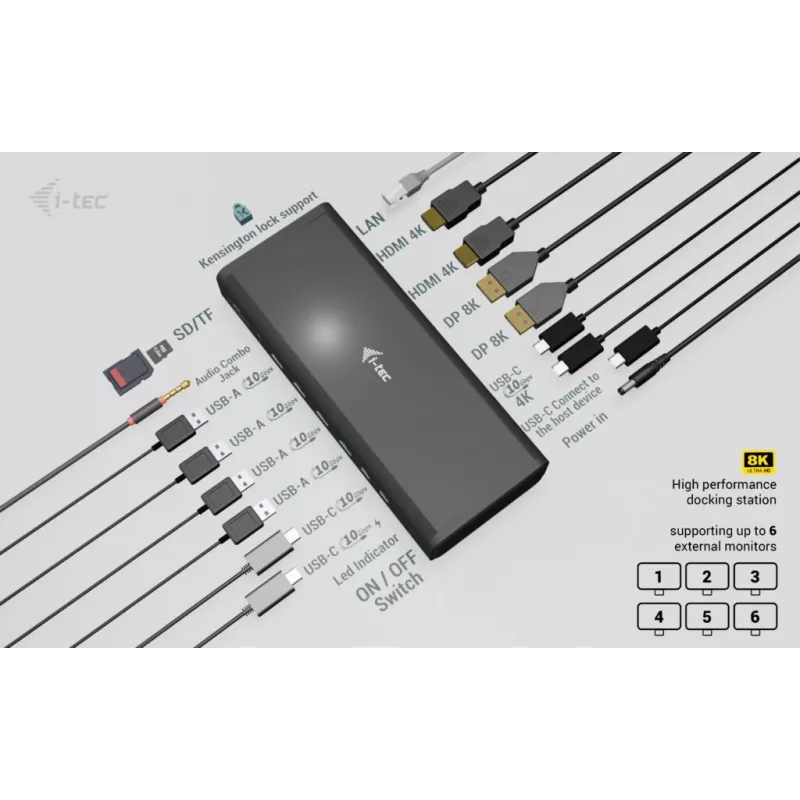 i-tec Universal 6x 4K/60Hz Stacja dokująca Display + Power Delivery 140W