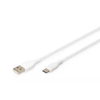 Kabel ładujący DIGITUS USB-C silikonowy USB-A - USB-C USB 2.0 60W - 1m Biały