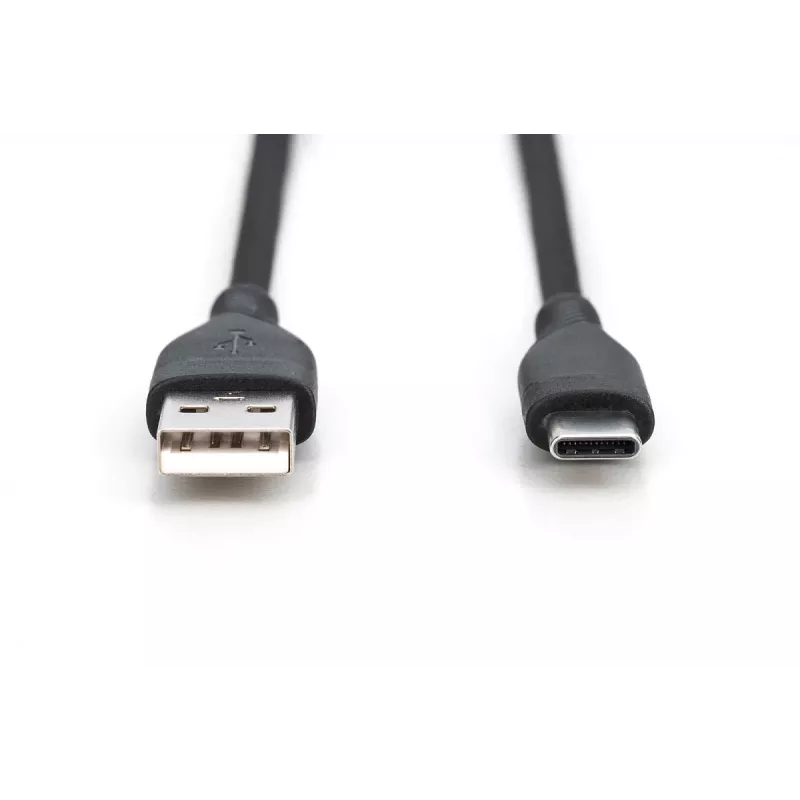 Kabel ładujący DIGITUS USB-C silikonowy USB-A - USB-C USB 2.0 60W - 2m czarny