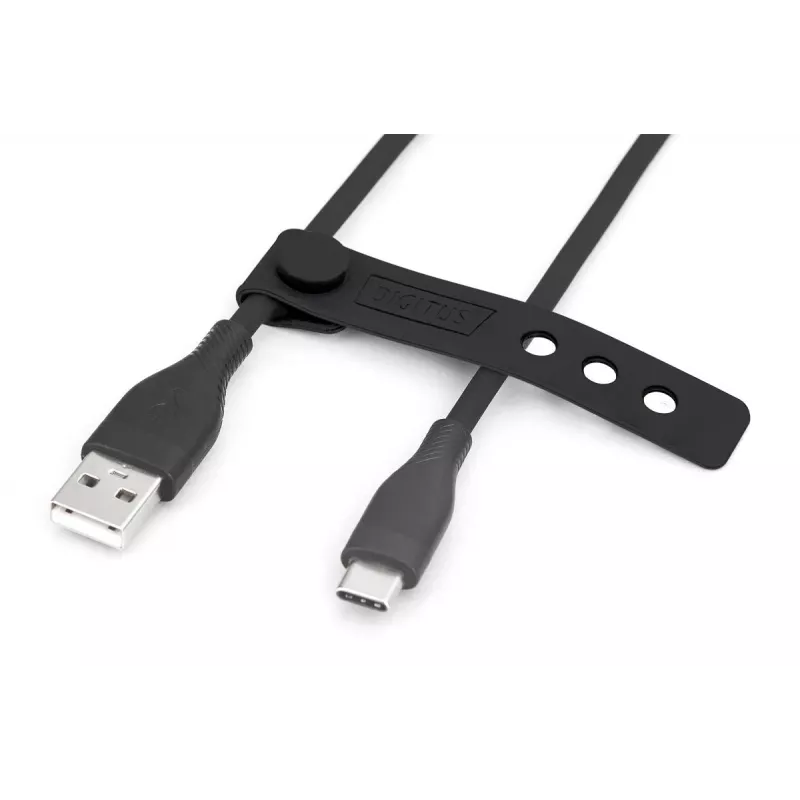 Kabel ładujący DIGITUS USB-C silikonowy USB-A - USB-C USB 2.0 60W - 2m czarny