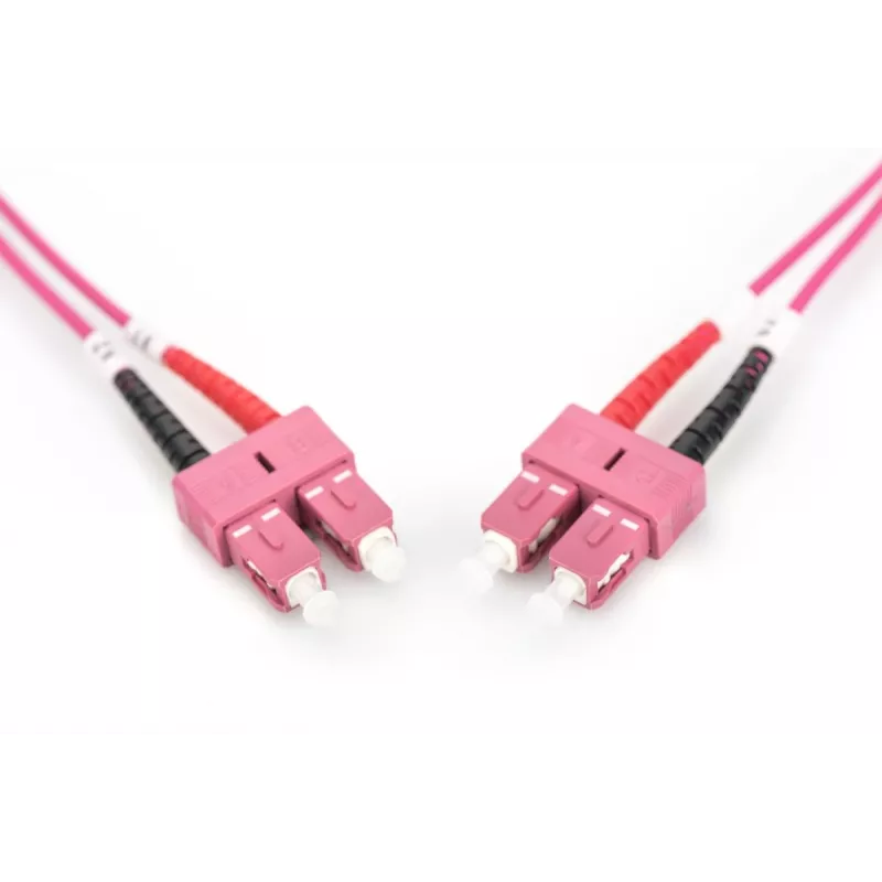 Światłowodowy kabel krosowy DIGITUS, SC do SC wielomodowy OM4 - 50/125 µ, dupleks, kolor RAL4003 Długość 3m