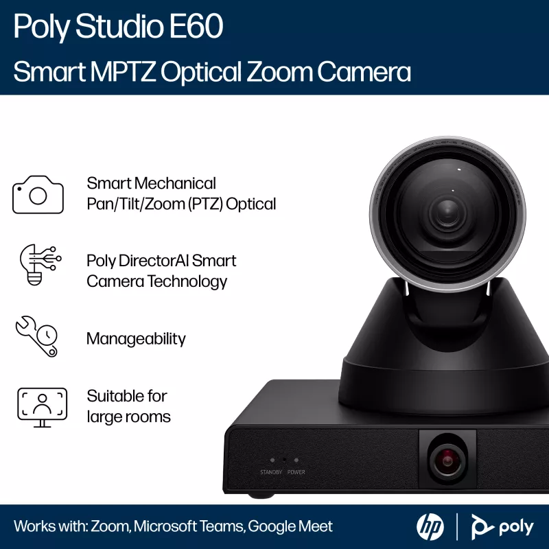 HP Poly Studio E60 Smart Camera 4K MPTZ z 12-krotnym zoomem optycznym