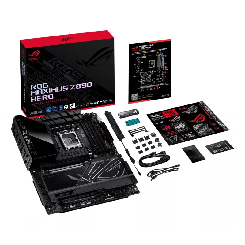 Płyta główna ASUS ROG MAXIMUS Z890 HERO — Intel Z890, LGA 1851, ATX, DDR5, 4 DIMM, 6x M.2, Wi‑Fi 7, LAN 2,5 Gb