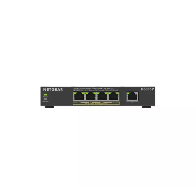 NETGEAR GS305Pv3 Niezarządzalny Gigabit Ethernet (10/100/1000) Power over Ethernet (PoE) Czarny