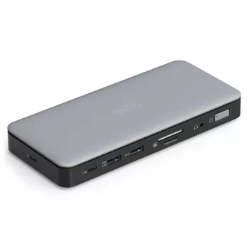 Stacja dokująca DIGITUS USB-C, 11-portowa - 2x HDMI / DP / 2x USB-A 3.2 Gen 2 / USB-C 3.2 Gen 2 / GbE / SD / MicroSD / DC-Jack - maks. 150 watów / 3,5 mm