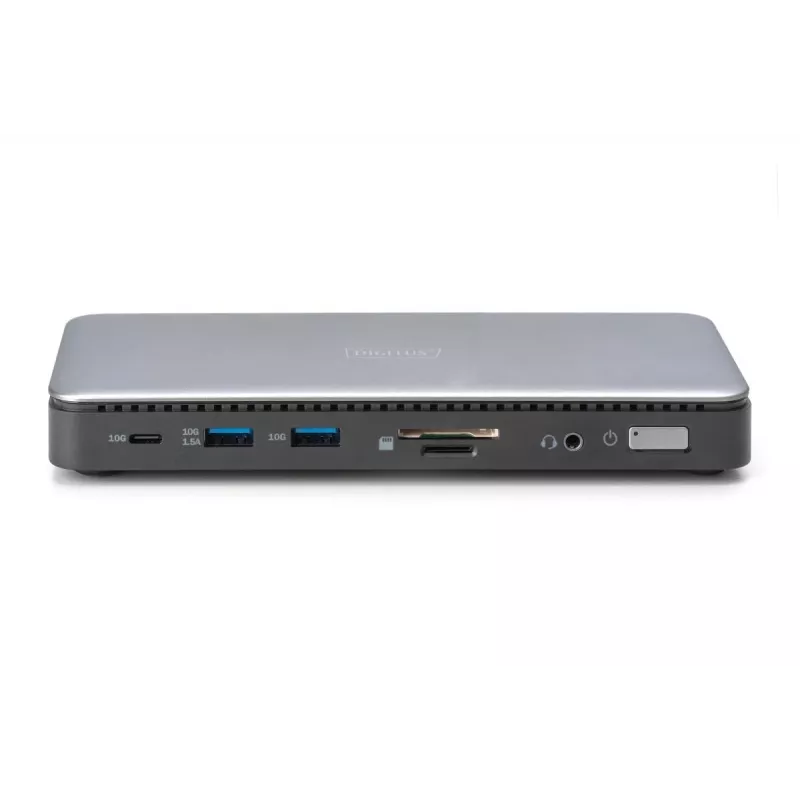 Stacja dokująca DIGITUS USB-C, 11-portowa - 2x HDMI / DP / 2x USB-A 3.2 Gen 2 / USB-C 3.2 Gen 2 / GbE / SD / MicroSD / DC-Jack - maks. 150 watów / 3,5 mm