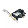 Wewnętrzny adapter WLAN Bluetooth ASUS PCE-BE6500 — PCIe, trójzakresowy Wi‑Fi 6E/7 (2,4/5/6 GHz), Bluetooth 5.4, 2882 Mbps, antena zewnętrzna, czarny