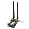 Wewnętrzny adapter WLAN Bluetooth ASUS PCE-BE6500 — PCIe, trójzakresowy Wi‑Fi 6E/7 (2,4/5/6 GHz), Bluetooth 5.4, 2882 Mbps, antena zewnętrzna, czarny