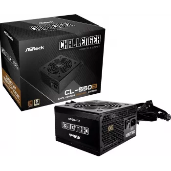 Zasilacz ASRock CL-550B Challenger 550W ATX, wtyczka 20+4 pin, 80 PLUS Bronze, wentylator 120 mm, czarny