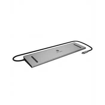 ICY BOX 11-in-1 via USB Type-C, Przewodowy, USB 3.2 Gen 1 (3.1 Gen 1) Type-C, 100 W, 3.5 mm, 10,100,1000 Mbit/s, Antracyt, Czarny