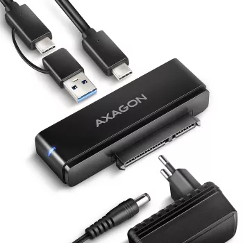 Axagon ADSA-FPX USB-C 10Gbps FAST PORT X adapter dla dysków SSD/HDD 2,5 inch/3,5 inch