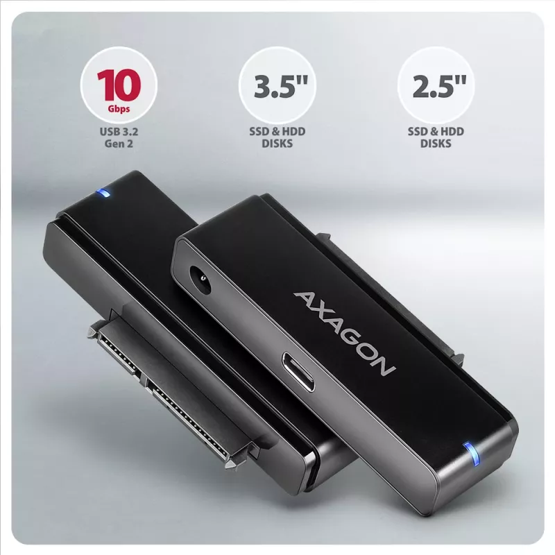 Axagon ADSA-FPX USB-C 10Gbps FAST PORT X adapter dla dysków SSD/HDD 2,5 inch/3,5 inch