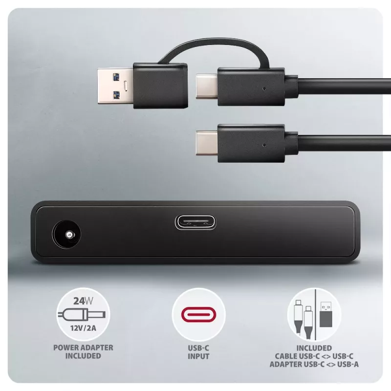 Axagon ADSA-FPX USB-C 10Gbps FAST PORT X adapter dla dysków SSD/HDD 2,5 inch/3,5 inch