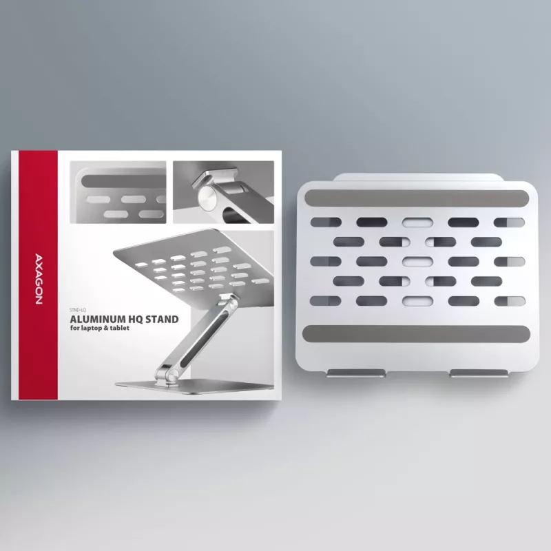Podstawa Axagon STND-LQ do notebooków i tabletów 10 cali–17,3 cali. Regulowana wysokość i kąt