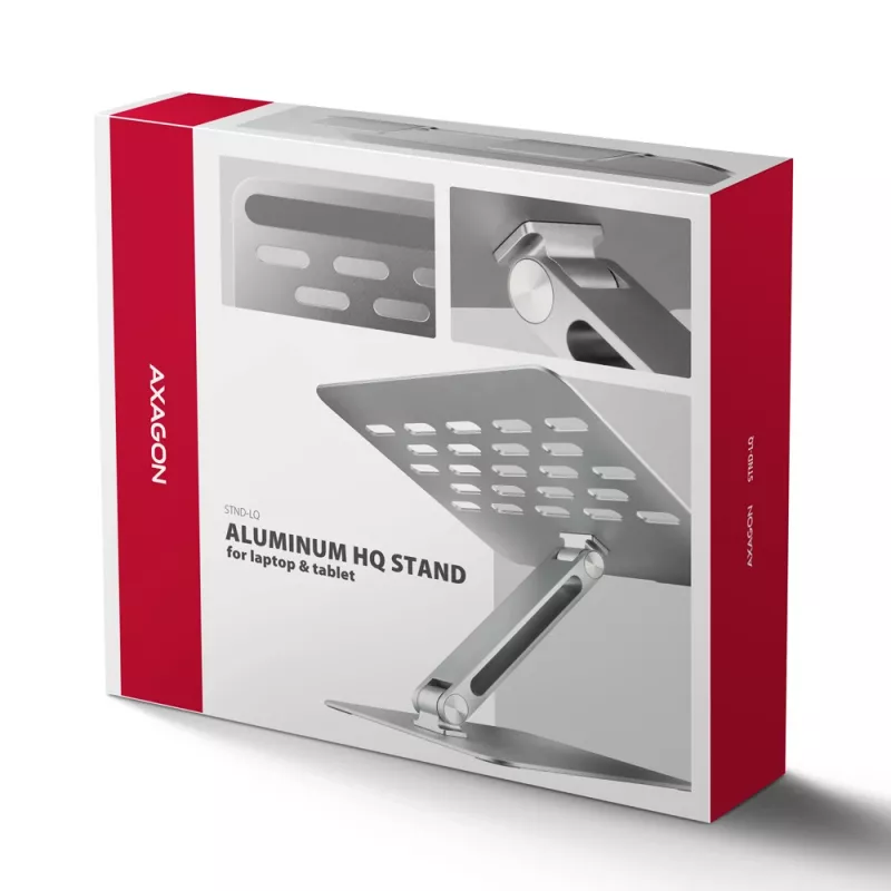 Podstawa Axagon STND-LQ do notebooków i tabletów 10 cali–17,3 cali. Regulowana wysokość i kąt