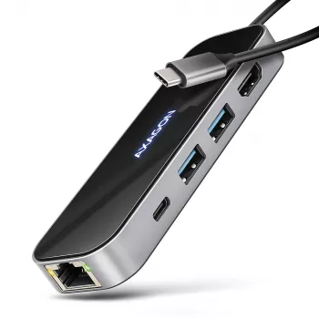 Axagon HMC-6GLN USB 5Gbps hub, 2x USB-A, USB-C, HDMI 4k/60Hz, RJ-45, PD 100W, kabel USB-C