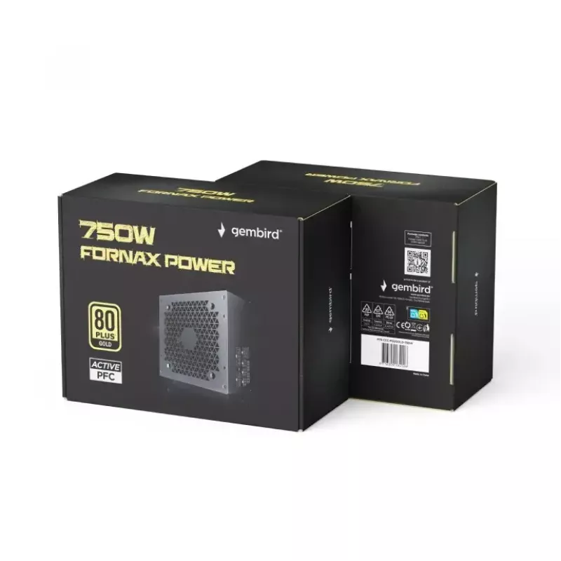 Zasilacz GEMBIRD Fornax Power 750W ATX 80 PLUS Gold modularny wentylator 12 cm EPS 4+4pin PCIe 6+2pin złącza SATA