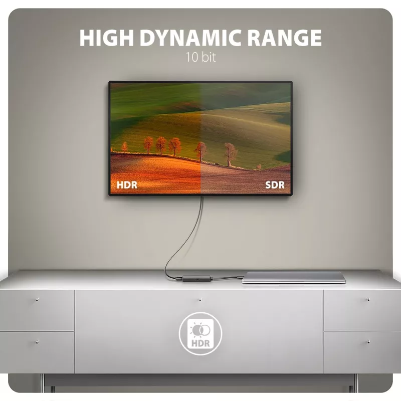 Axagon RVC-HI8KPD, adapter USB-C -> HDMI 2.1, 8K/60Hz, 4K/144Hz, HDR10+, PD100W