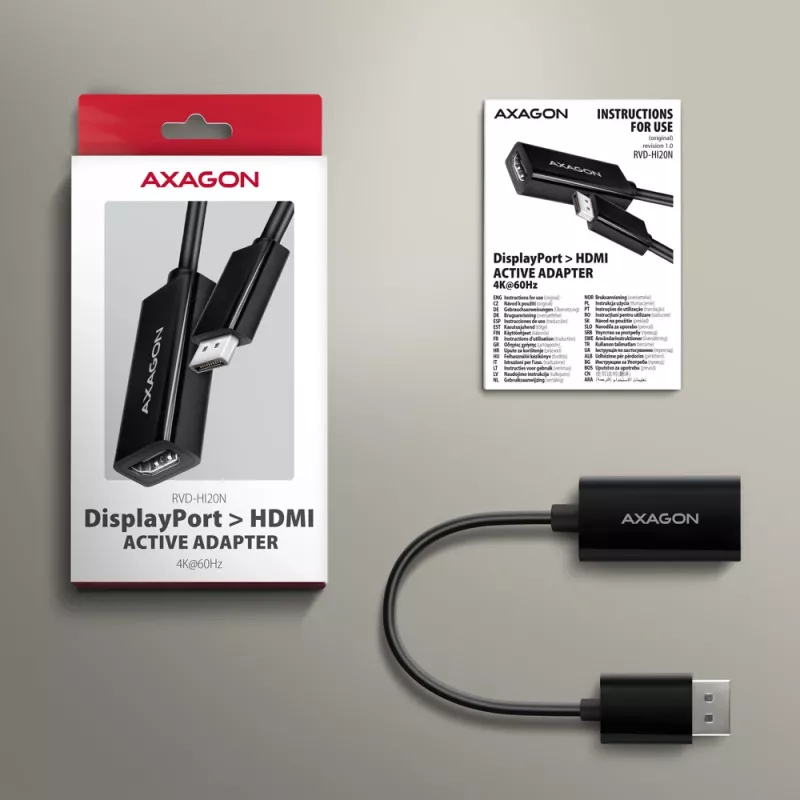 Axagon RVD-HI20N Adapter DisplayPort -> HDMI 2.0b, 4K/60Hz
