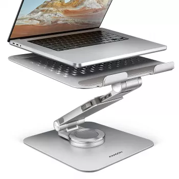 Axagon STND-LR Aluminiowa podstawka z obrotem 360° do laptopów 10″–17.3″. Regulowana wysokość i kąt.