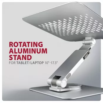Axagon STND-LR Aluminiowa podstawka z obrotem 360° do laptopów 10″–17.3″. Regulowana wysokość i kąt.